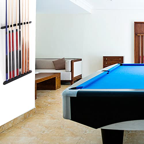 GSE Games & Sports Expert 2-Piece 6/8/12 Billiard Pool Cue Rack Wall Mounted Holders, Billiard Cue Sticks Wall Rack Set - style: 8 Cue - Black