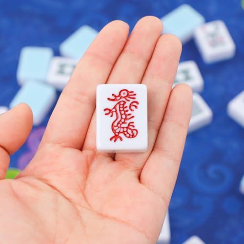 American Mahjong Game Set, 166 Blue Tiles, Blue Bag and Accessories, 4 All-in-One Transparent Rack/Pushers, Mahjong Tile Set - color: Blue