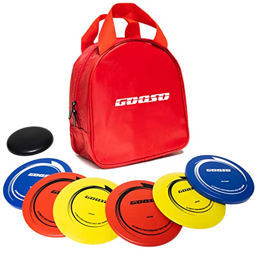 GOOSO Disc Golf Set - Driver, Mid-Range and Putter Discs with Disc Golf Bag for Outdoor and Backyard, Comfortable Plastic, 6 Pack | Driver, Mid-Range and Putter Discs with Comfortable Plastic - style: Bag Red