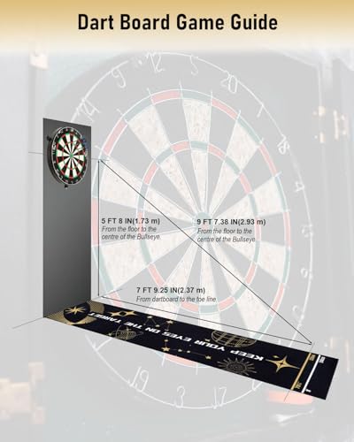 Professional Darts Mat with Oche Line System & Throw Lines – Premium Dart Mat for Floor Steeldart & Soft Darts | 260x60 cm | with Throwing Line - Ideal as a Gift - style: Fashion
