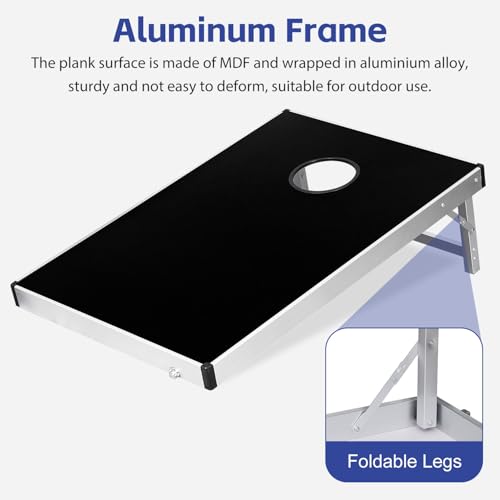 ZENY Cornhole Set 3x2 ft, Portable Corn Hole Boards, Outdoor Backyard Game for Adult Family, Foldable Aluminum Cornhole Boards