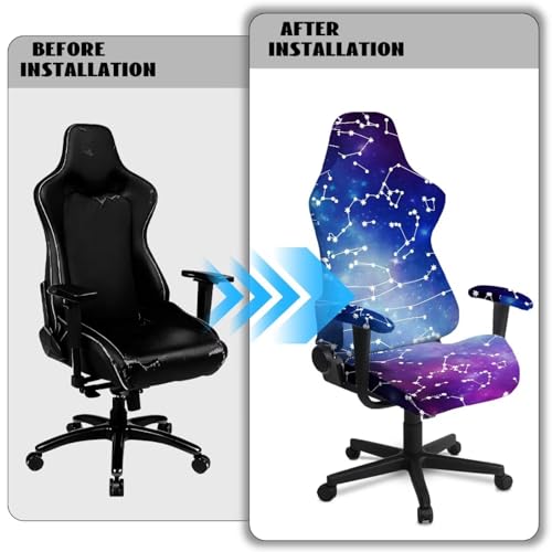 Big Dipper 4 Piece Game Chair Cover Non Slip Stretchable Breathable Gaming Chair Seat Cover Cat Scratch Proof Soft Universal Fit Office Desk & Racing Computer Gamer Chairs for Game Room Deco - color: Big Dipper