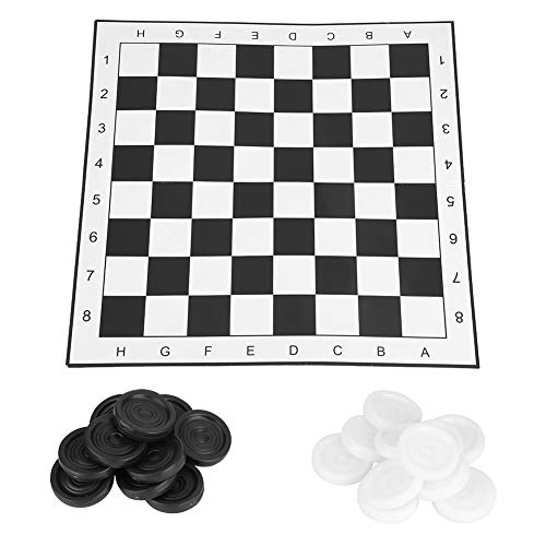 Checkers Set, 13 x 13inch Folding Board Mat, Includes Extra Large Play Pieces for Outdoor and Indoor Family Events