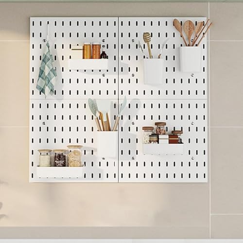 Gaming Pegboard Wall Organizer Kit - Versatile Wall Mount for Home, Office, Living Room & Bathroom - Stylish Storage for Game Controllers, Tools & Accessories - Space-Saving Solution - color: White, size: 50*50cm