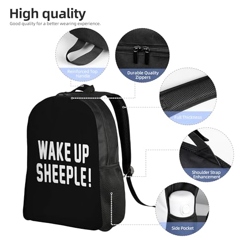 Wake Up Sheeple Black Backpacks For Men Women Book Bag Travel Hiking Camping Work Lightweight - color: Ye10