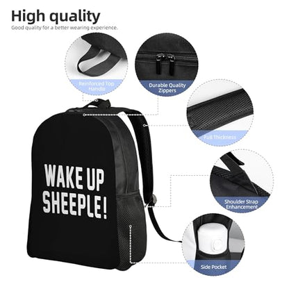 Wake Up Sheeple Black Backpacks For Men Women Book Bag Travel Hiking Camping Work Lightweight - color: Ye10