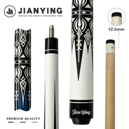 Professional Pool Cue 58" 10.5/12.5mm Tip Maple Shaft 1/2 Joint Ergonomic Grip Billiard Stick for Adults - color: PC25-12.5-SET