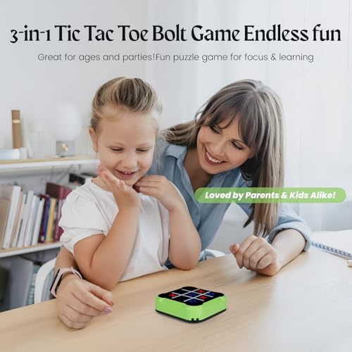 Tic Tac Toe, 4 in 1 Handheld Educational Game Machine, Electronic Tic Tac Toe Game for Education and Memory Growth, Home, Toy Board Game for Kids and Adults (Green) - color: Green