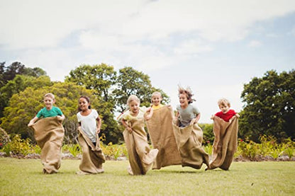 COTTON CRAFT Potato Sack Race Bags - 6 Pack - 24x39 Inch Large Burlap Gunny Sacks for Kids & Adults - Outdoor Lawn Games, Birthday Party, Picnic, Jute Jumping Easter Race Bags, Toy Storage - size: 6 Pack - 24x39