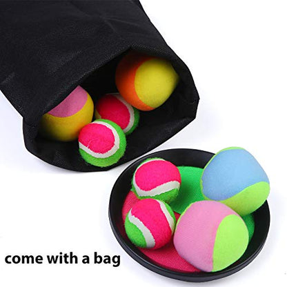 Cooraby Toss and Catch Paddle Game Disc 4 Set Paddle Toss and Catch Ball Sport Game Suitable for Sports, Beach and Party Favor with Storage Bag, 8 Paddles and 8 Balls - size: 15.5cm