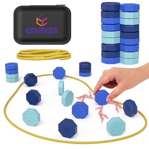 Magnet Game, Magnetic Game with String, 18PCS BlueSensory Silicone Magnet Stones for Family and Party, Magnetic Chess Strategy Table Board Games for Kids Adults.(Blue) - color: Blue