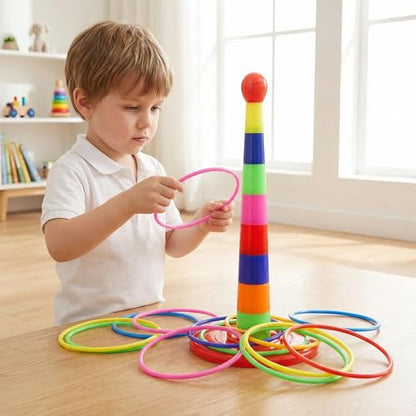 2 Color Columns + 48 Circles, Colorful Happy Circle Game,Children's Play Park, Christmas Party Birthday Party Gift. Suitable for Indoor Holiday Games Family Christmas Party Games