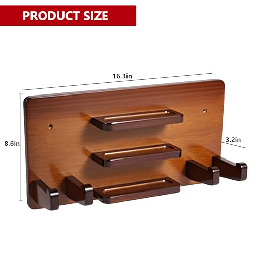 Ping Pong Paddle Holder, Ping Pong Paddle Storage Rack Wall Mounted Holds 8 Paddles and 12 Balls, Table Tennis Racket Display Organizer for Game Room,Home - color: Brown