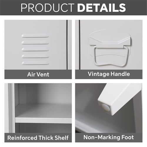 MIOCASA TV Stand 3 Door Metal Storage Locker Cabinet with Shelves for Living Room, Bedroom，Office(White) - color: White-1