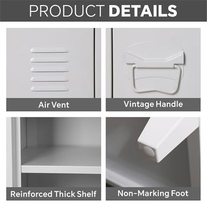 MIOCASA TV Stand 3 Door Metal Storage Locker Cabinet with Shelves for Living Room, Bedroom，Office(White) - color: White-1