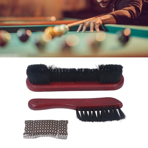 Wooden Billiards Pool Table Brush Set - Wood Handle Rail & Felt Cleaner with Soft Nylon Burshes for Home, Bar & Game Rooms - color: Red