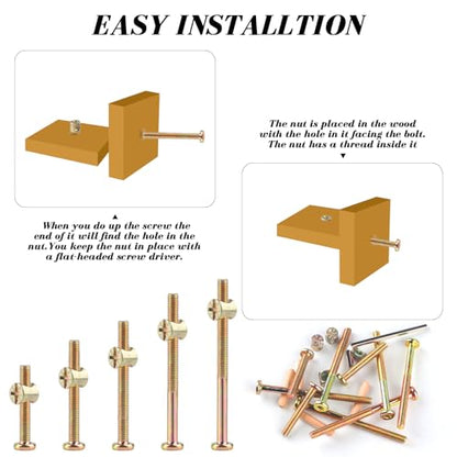 M6x40/50/60/70/80mm Crib Screws Assortment 20-Set Wooden Double beds Hardware Replacement Kit,Bolts & Barrel Nuts & Wooden Dowels, Hex Socket Head Cap Screws Nuts for Headboards Furniture