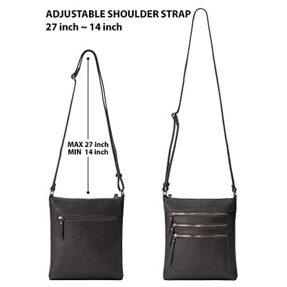 Solene Crossbody Bag Functional Multi Pocket Messenger Purse Top Zip Closure Shoulder Handbag With Adjustable Strap - color: Charcoal Grey