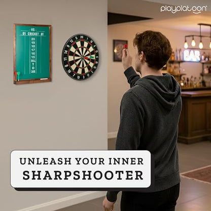 Play Platoon Dart Scoreboard & Darts Holder Wall Mount - Wood Score Board, Professional Darts Accessories, Dart Holder - size: 22 x 16 inch, style: Green Chalkboard