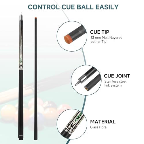 HomeSeason Glass Fibre Pool Cue Stick 58" Billiard Cue Sticks Professional Low Deflection Pool Sticks - color: D