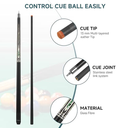 HomeSeason Glass Fibre Pool Cue Stick 58" Billiard Cue Sticks Professional Low Deflection Pool Sticks - color: D