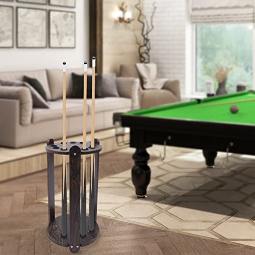LYNICESHOP Pool Stick Holder Floor Stand, 9-Hole Billiard Rack, Wooden Billiard Cue Stand, For storing pool cues, fishing rods, golf clubs (9 HOLES ROUND) - style: 9 HOLES ROUND