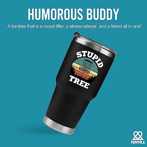 Panvola Stupid Tree Funny Disc Golf Player Vacuum Insulated Tumbler Retro Stainless Steel With Removable Lid Drinkware (30 oz) - style: 30 oz