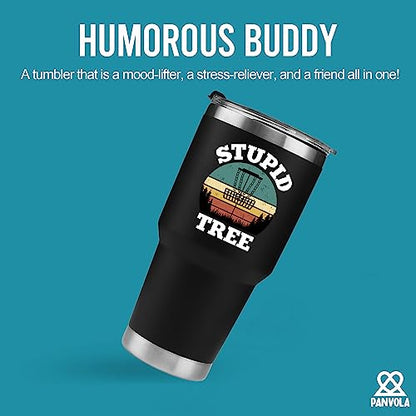 Panvola Stupid Tree Funny Disc Golf Player Vacuum Insulated Tumbler Retro Stainless Steel With Removable Lid Drinkware (30 oz) - style: 30 oz