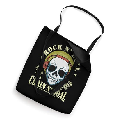 Rock N Roll Skull Disc Golf Frisbee Frolf Music Lover Tote Bag