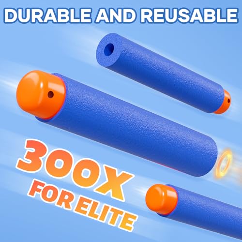 Pokiiulk 300 Darts Fits for Nerf Elite Blasters, Compatible with Disruptor, Strongarm etc. Elite Blasters, with a Target Fits for Nerf Blasters, Blue, 0.4in - color: 300 DARTS & TARGET