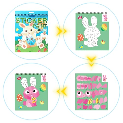 AEAHALY Easter Sticker Book Crafts for Kids Ages 4-8 Reusable Sticker Paint Books Basket Stuffer Gift Party Favors Include Bunny Egg Carrot Chick Gnome and More Designs Create Festival Atmosphere - style: Easter Stickers