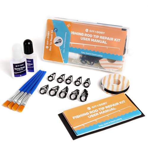 OJYDOIIIY Fishing Rod Tip Repair Kit, 10/20 Replacement Pole Tips with Complete Supplies, Parts and Instructions - color: 10 Tips
