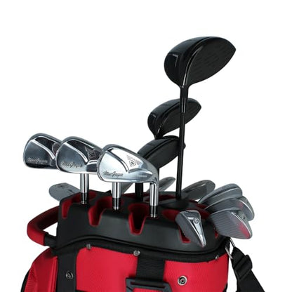 MacGregor MACLOCK Ultimate Divider System Cart Bag with 14 Way Organizer Divider Top and Individual Club Locking Slots - color: Black/Red