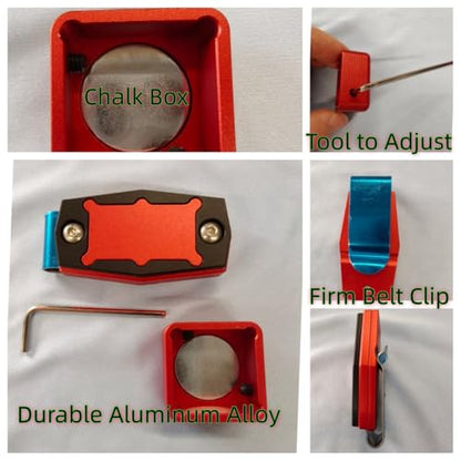 Magnetic Billiard Chalk Holder with 3 Finger Billiard Glove, Aluminum Alloy Pool Cue Chalk Case, Strong Magnet, Portable Billiards Accessories for Pool Cue Players,Square Charlk Box - color: Red