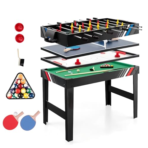 Multifunctional 4-in-1 Adult Game Table Set, Perfect for Homes, Game Rooms, and Parties, Featuring ice Hockey, Foosball, Billiards, and Table Tennis
