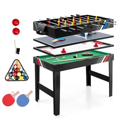 Multifunctional 4-in-1 Adult Game Table Set, Perfect for Homes, Game Rooms, and Parties, Featuring ice Hockey, Foosball, Billiards, and Table Tennis