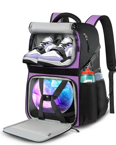 LOINTET Bowling Ball Bag, Single Bowling Backpack with Shoe Totes Bag Up to Size 16, Padded Ball Holder Bag, Accessories Gifts for Lovers/Player, Black - color: Purple