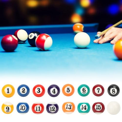 16PCS 2.5CM Resin Mini Billiard Balls Set - Small Pool Balls Accessory for Mini Pool Tables, Includes Numbered Set with White Ball