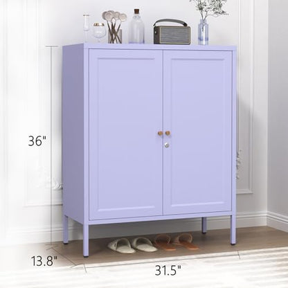 Lockable Metal Storage Cabinet Adjustable Shelves Modern Versatile Storage Lockers Home Organization Durable Metal Cabinet Garage Tool Cabinet Purple 36" H X 31.5" W X 13.8" D - color: Purple, style: 36"H-Cabinet-YM