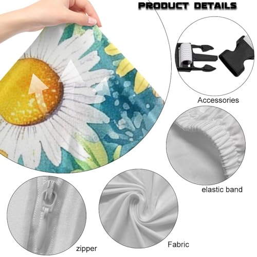 Suobstales Cat Daisy Flower Pattern Gaming Chair Cover, Removable Office Chair Cover with Zipper, Stretch Anti-dust Universal Washable High Back Computer Seat Protector for Pets - color: Cat Daisy Flower