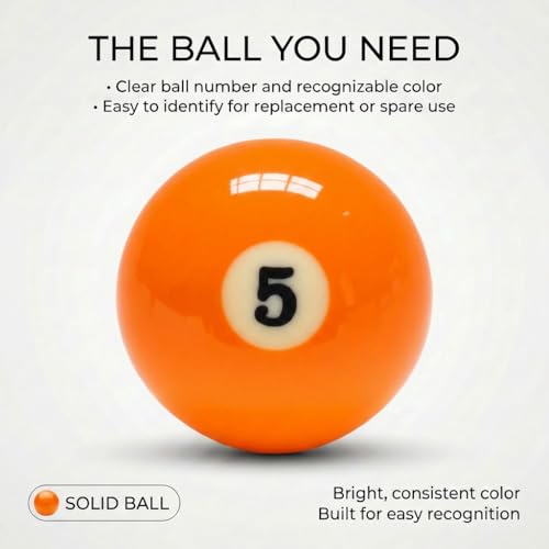 KONLLEN Single Replacement Pool Ball – 2-1/4" Regulation Size & Weight Billiard Ball Made of Phenolic Resin (Choose 1–15 or Cue Ball) - color: #5