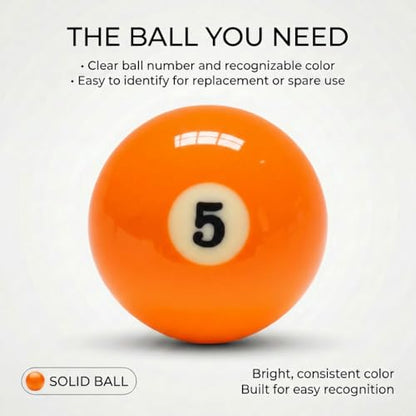 KONLLEN Single Replacement Pool Ball – 2-1/4" Regulation Size & Weight Billiard Ball Made of Phenolic Resin (Choose 1–15 or Cue Ball) - color: #5