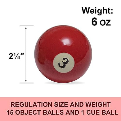Billiard Balls Set 2-1/4" Regulation Size Pool Table Balls for Replacement (16 Resin Balls) - style: 16 Resin Balls