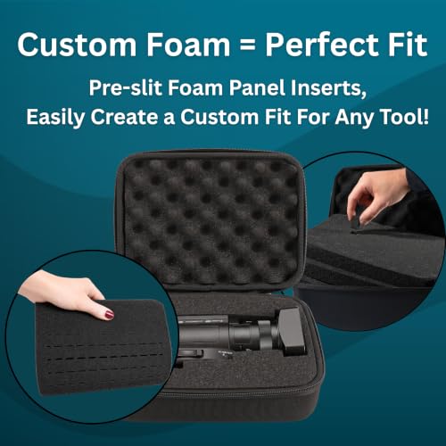 caseling 11x9x5.5 Hard Case with 3-Layer Customizable Pick-and-Pluck Foam | 3 pre-scored foam layers, TSA compliant travel case, rigid EVA shell, electronics and tech gear case, smooth zippers - size: 11" x 9" x 5.5"