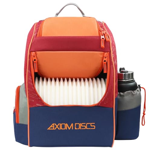 Axiom Discs Shuttle Disc Golf Backpack Bag (Choose Your Style and Color) - color: Orange/Ruby, style: With Velcro Side Panel