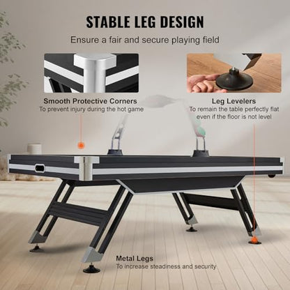 Happybuy Air-Powered Hockey Table, 89" Indoor Game for Kids and Adults with LED Score System, 2 Pucks & Pushers Included