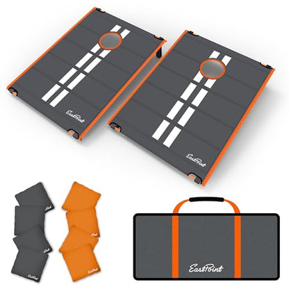 EastPoint Ultra-Portable Cornhole Board Set - 2x3 ft Boards, 8 Bags, Carry Bag - Quick Setup Travel Cornhole Set - All-Weather Durability for Camping Games - Foldable Sack Toss for Backyard Games