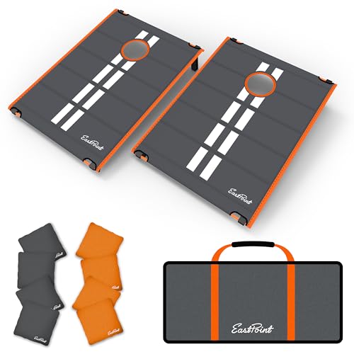 EastPoint Ultra-Portable Cornhole Board Set - 2x3 ft Boards, 8 Bags, Carry Bag - Quick Setup Travel Cornhole Set - All-Weather Durability for Camping Games - Foldable Sack Toss for Backyard Games