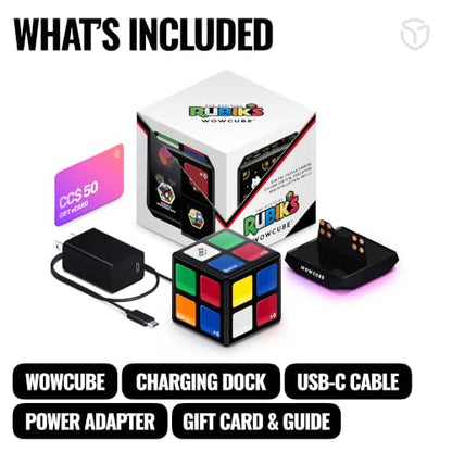 Rubik's WOWCUBE - Handheld Game Console, 100+ Games and Apps for Teens and Adults (Ages 13+) - STEM Certified Entertainment System - 24 Screens Interactive Gaming Cube