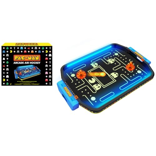 Pac-Man: Arcade Air Hockey - Premium Series, Glow-in-The-Dark Tabletop Game, Motorized Air Cushion, Neon Colors, Licensed, Adults & Kids 6+, 2 Players